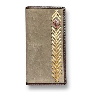 Red Dirt Hat Co Rodeo Wallet Brown Tan Leather Suede Weave Western Cowboy RFID